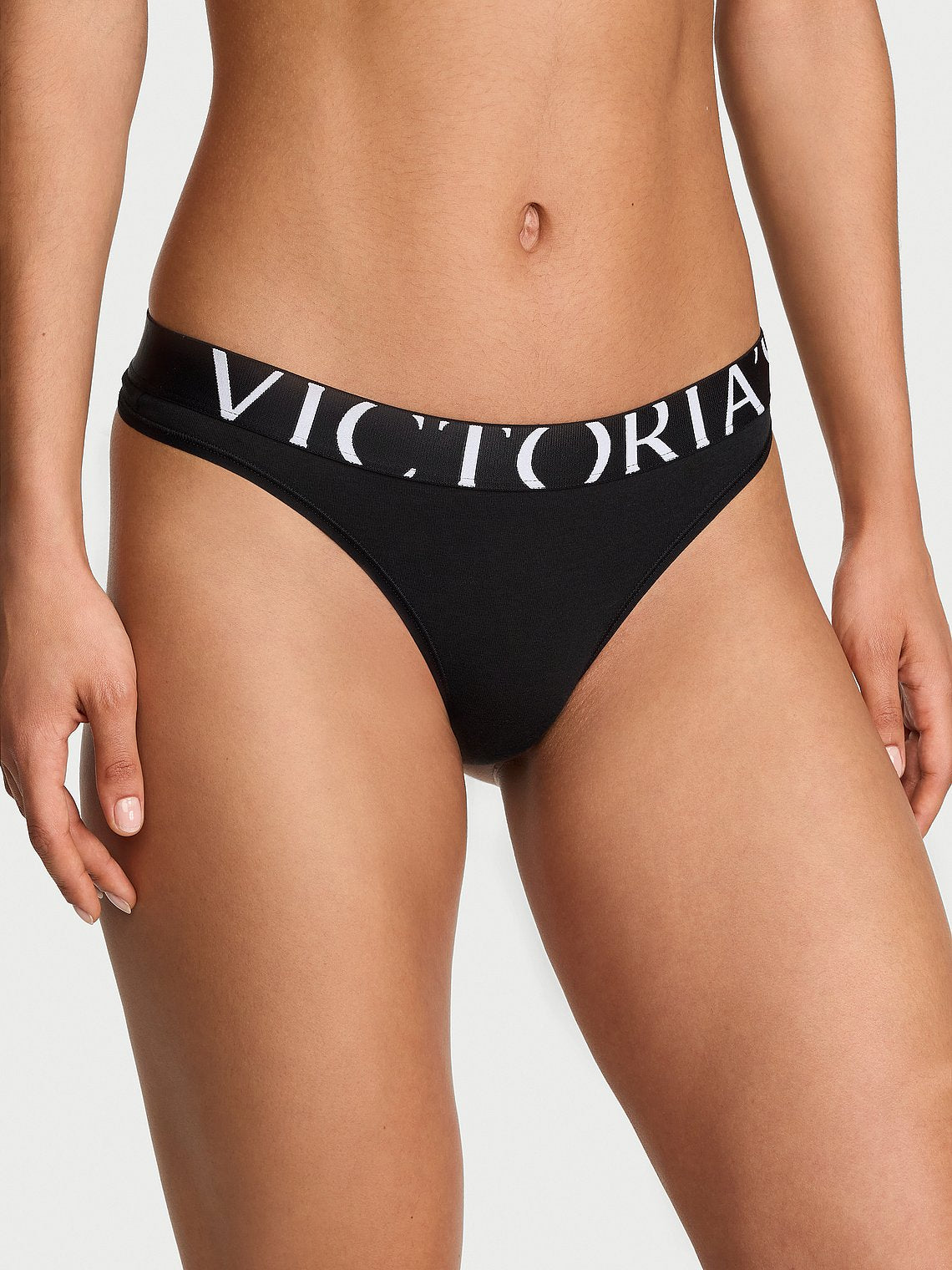 Tangas de algodón clásica de cintura elástica con logo by Victoria's Secret