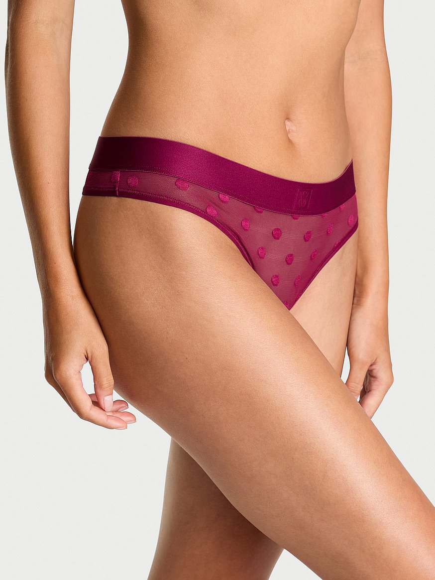 Tanga de algodón clásica de cintura elástica con parche brillante by Victoria's Secret