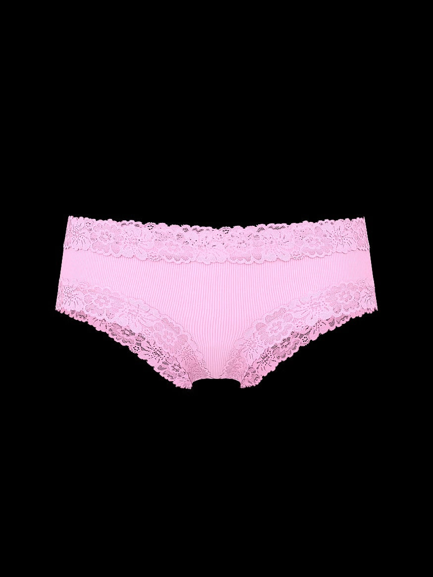 Cheeky de algodón con cintura de encaje, Pink - Victoria's Secret