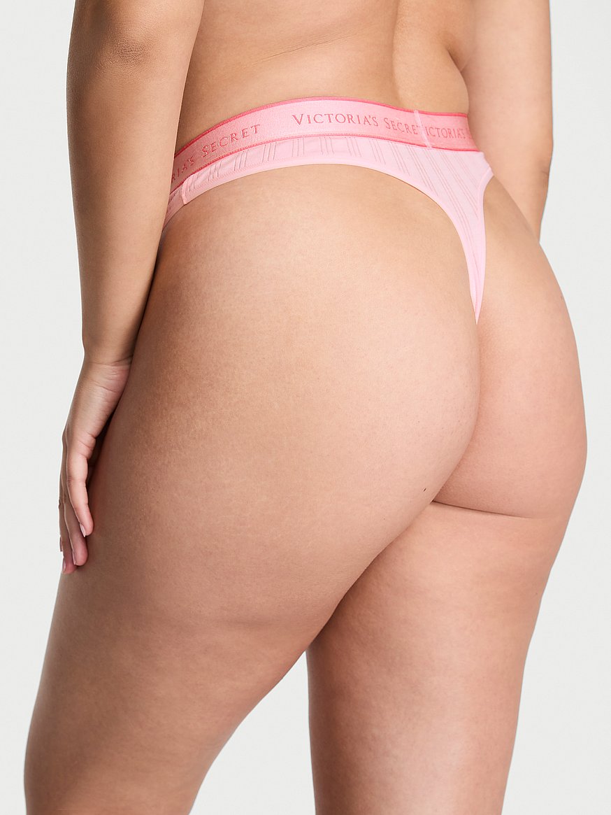 Tanga de algodón clásica de cintura elástica con parche brillante by Victoria's Secret