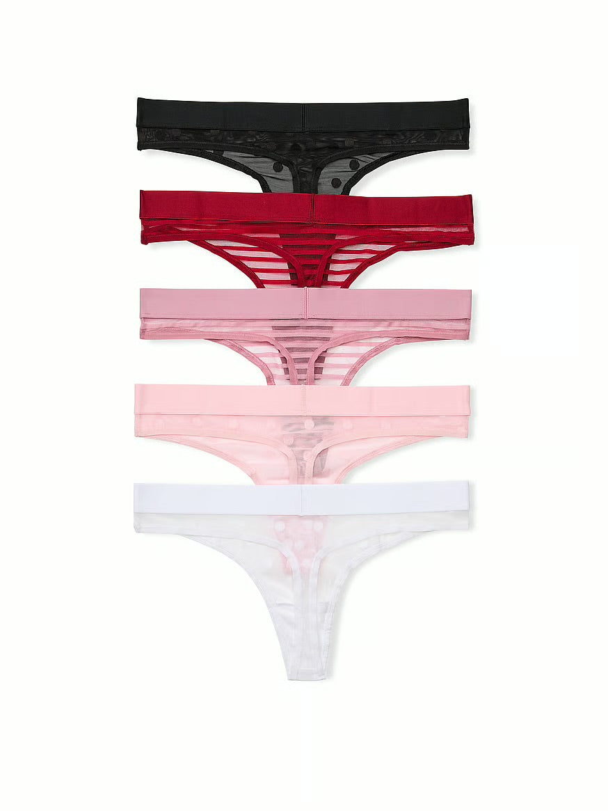 Tanga de algodón clásica de cintura elástica con parche brillante by Victoria's Secret