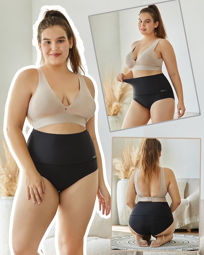 FINETOO Panty con control de abdomen, de cintura alta, de nailon, sin costuras