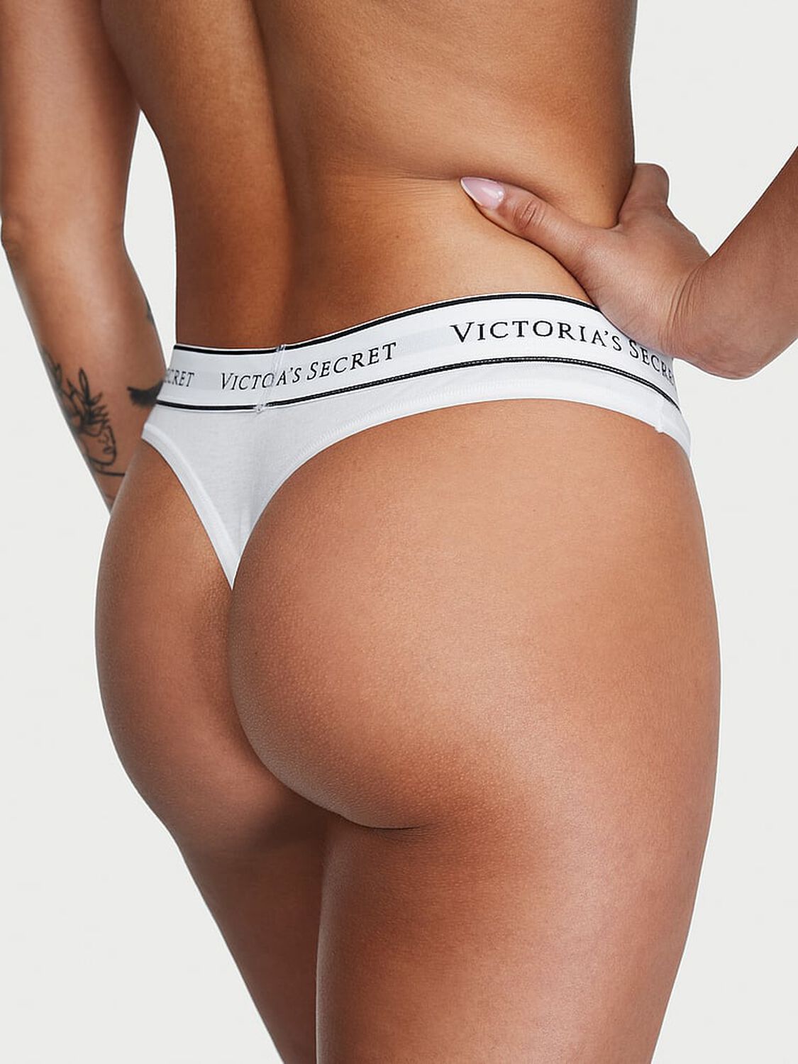 Tangas de algodón clásica de cintura elástica con logo by Victoria's Secret