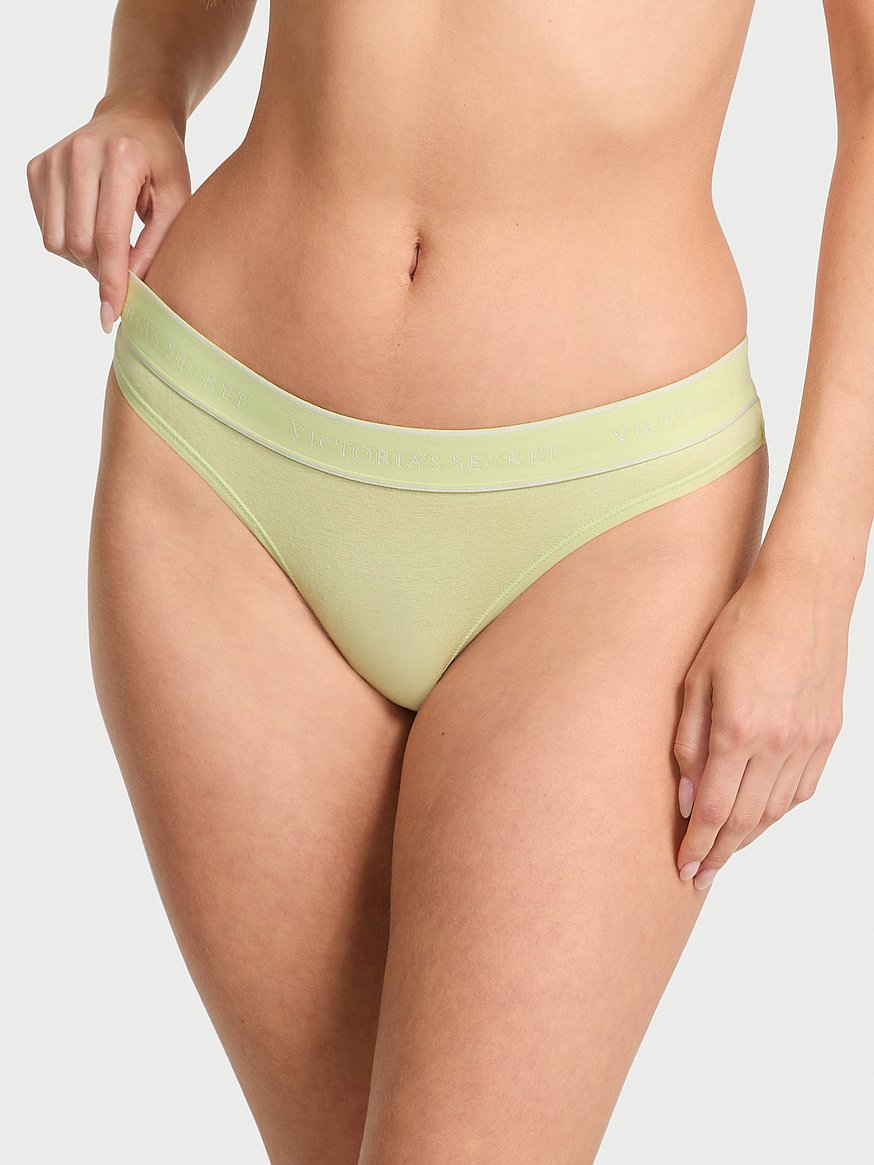 Tangas de algodón clásica de cintura elástica con logo by Victoria's Secret