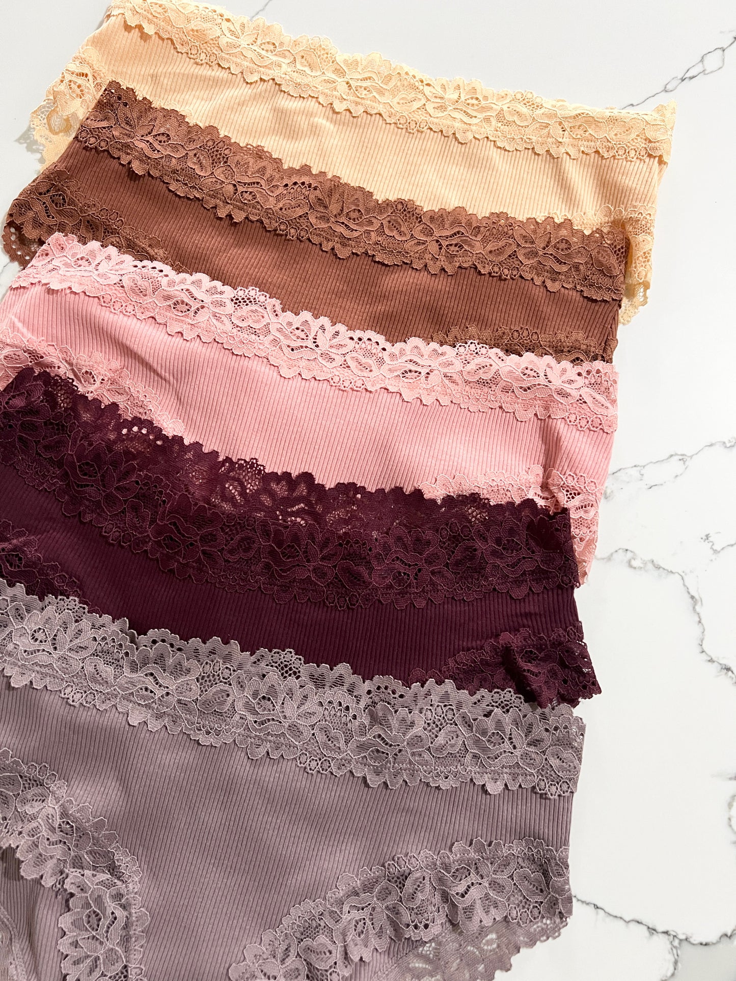 FINETOO Cacheteros de algodón con ribete de encaje