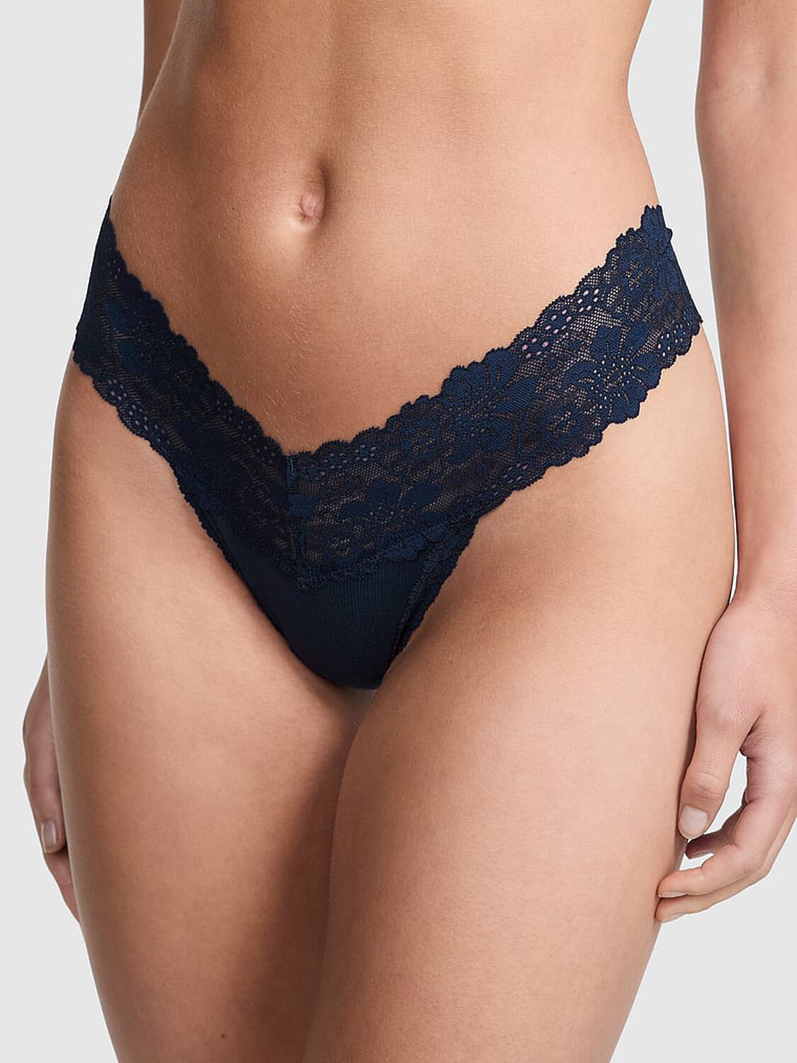 Tanga de algodón con cintura de encaje Pink- Victoria's Secret
