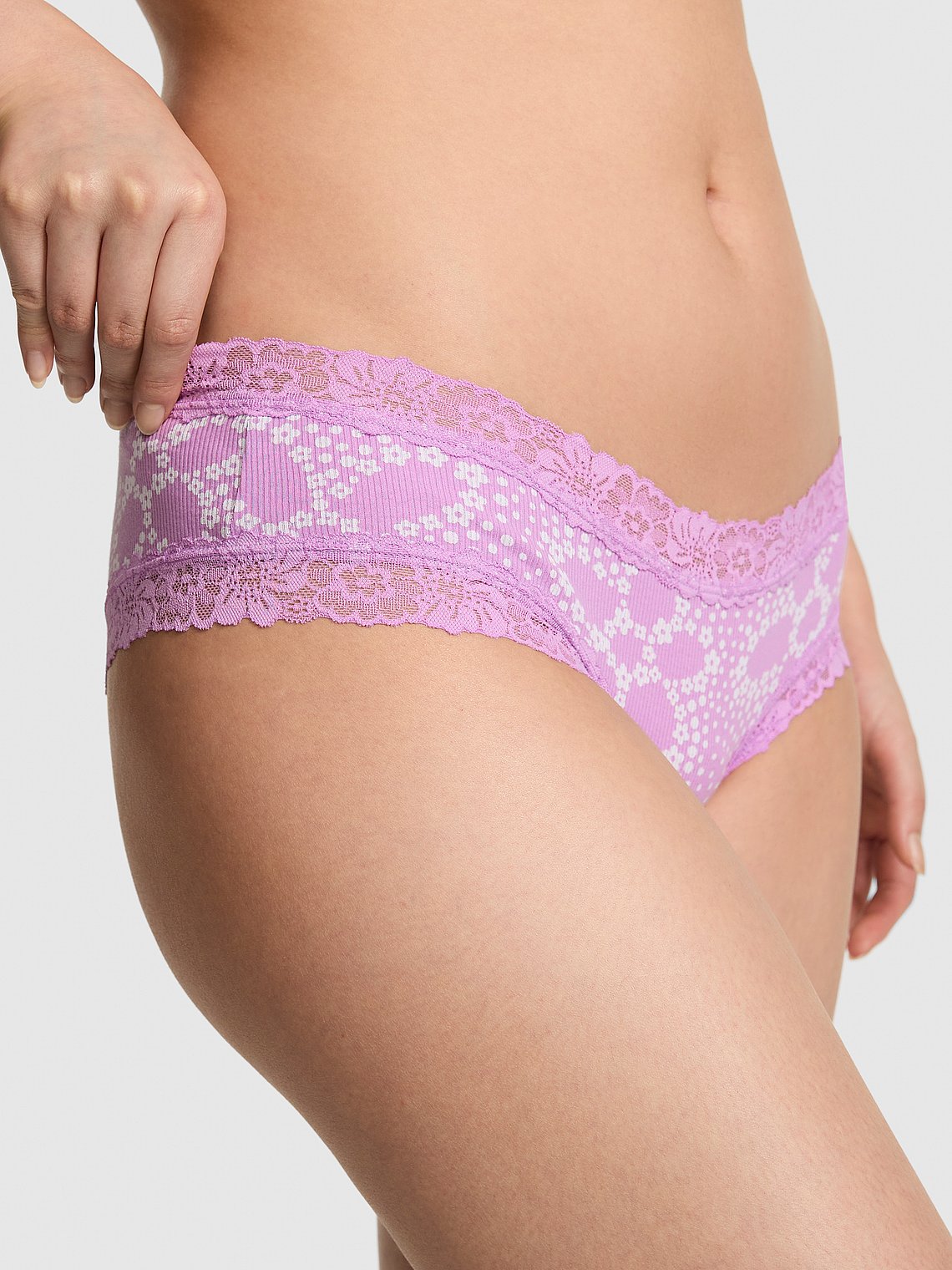 Cheeky de algodón con ribete de encaje Pink - Victoria's Secret