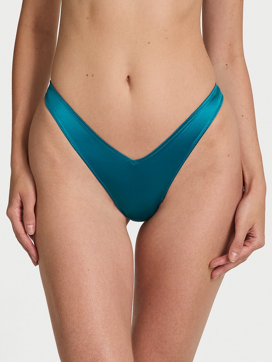 Tanga atrevida de textura lisa fina con tiras en la espalda, pierna alta by Victoria's Secret