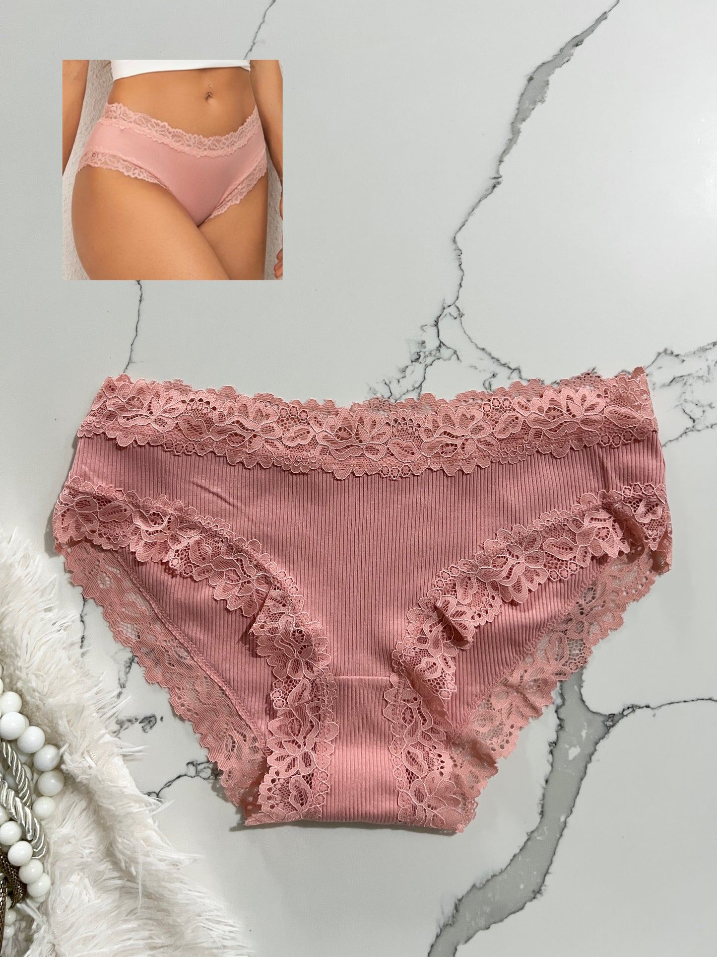 FINETOO Cacheteros de algodón con ribete de encaje