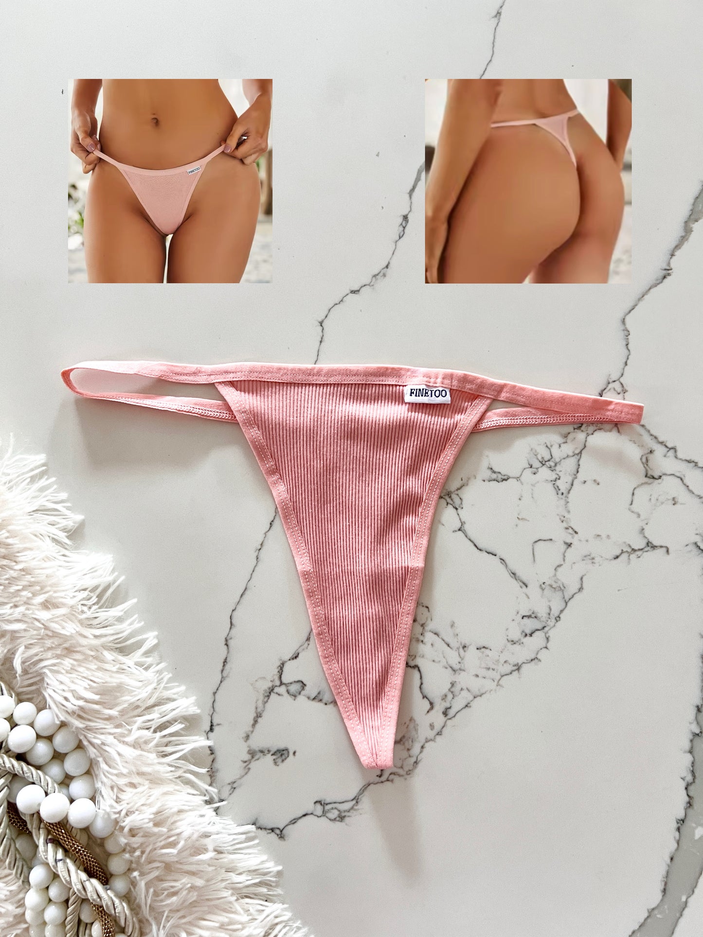 FINETOO Pack de 5 hilos de algodón elástico con espalda en T