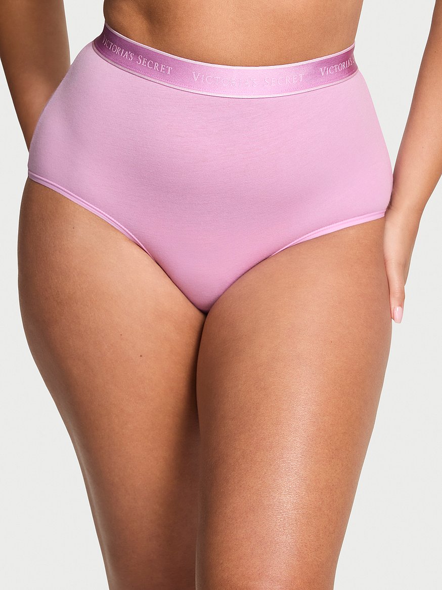 Panty de algodón de cintura alta de elástico con logo estilo bikini by Victoria's Secret