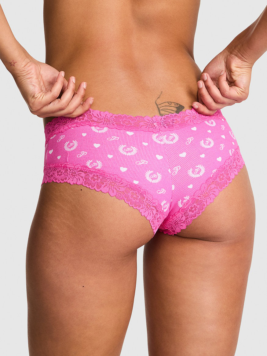 Cheeky de algodón con cintura de encaje, Pink - Victoria's Secret