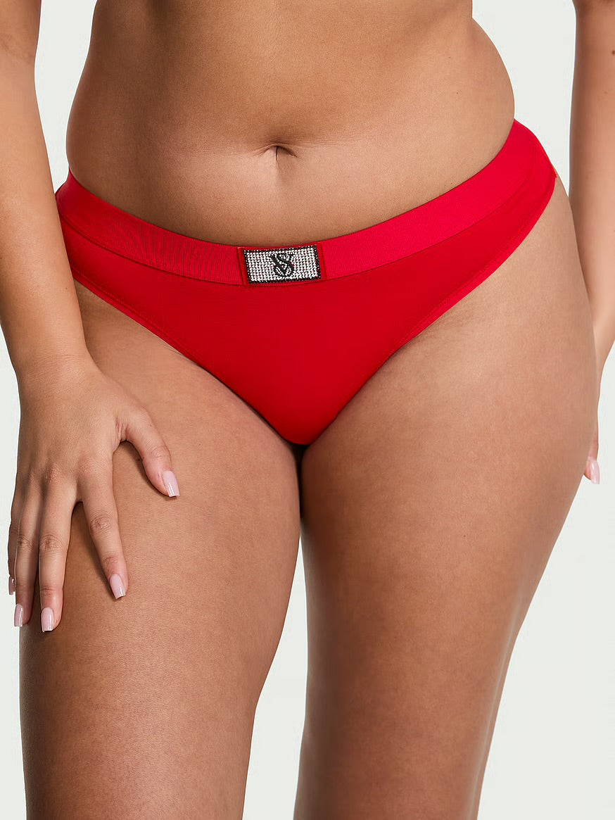 Tanga de algodón clásica de cintura elástica con parche brillante by Victoria's Secret