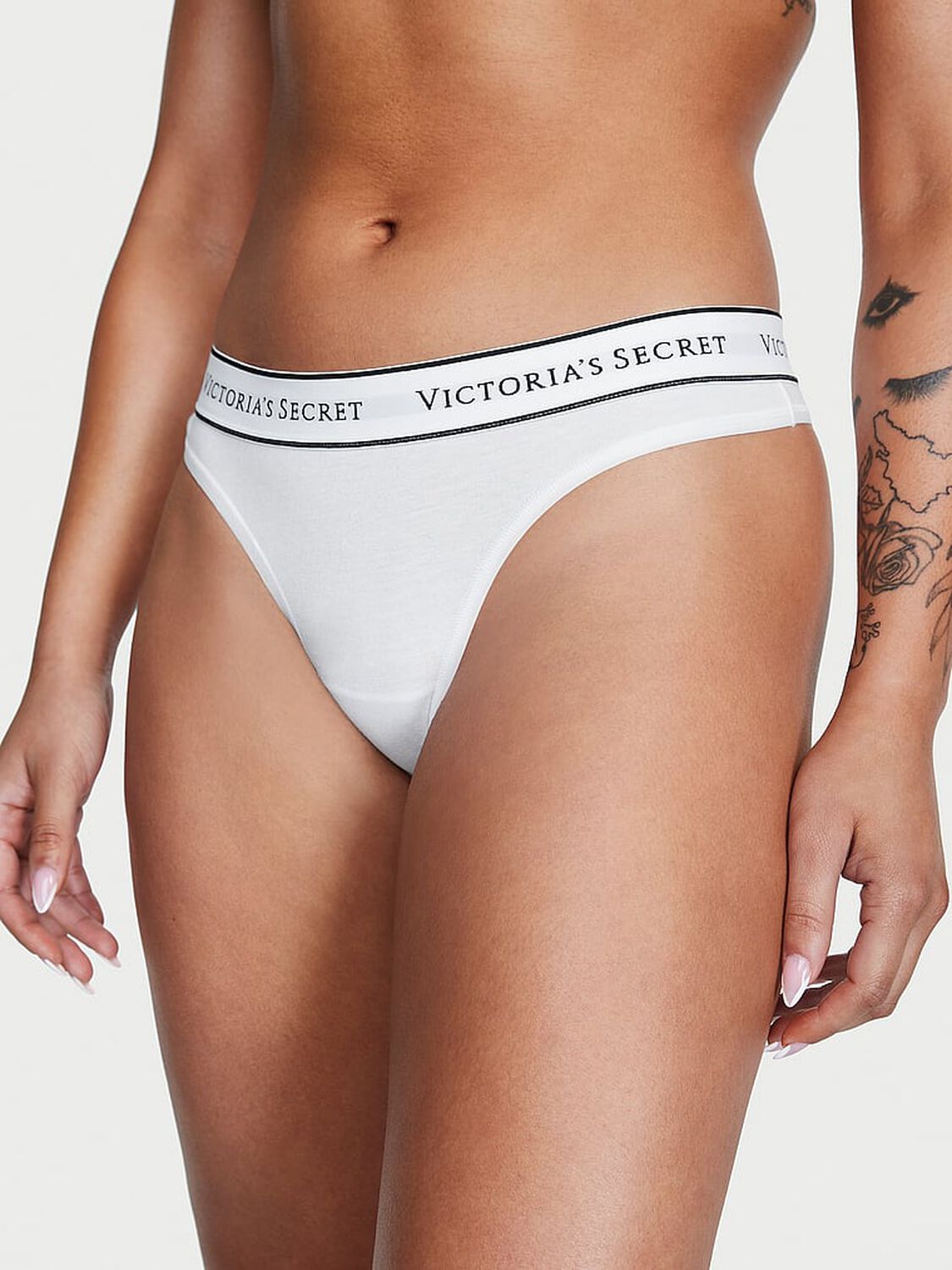 Tangas de algodón clásica de cintura elástica con logo by Victoria's Secret