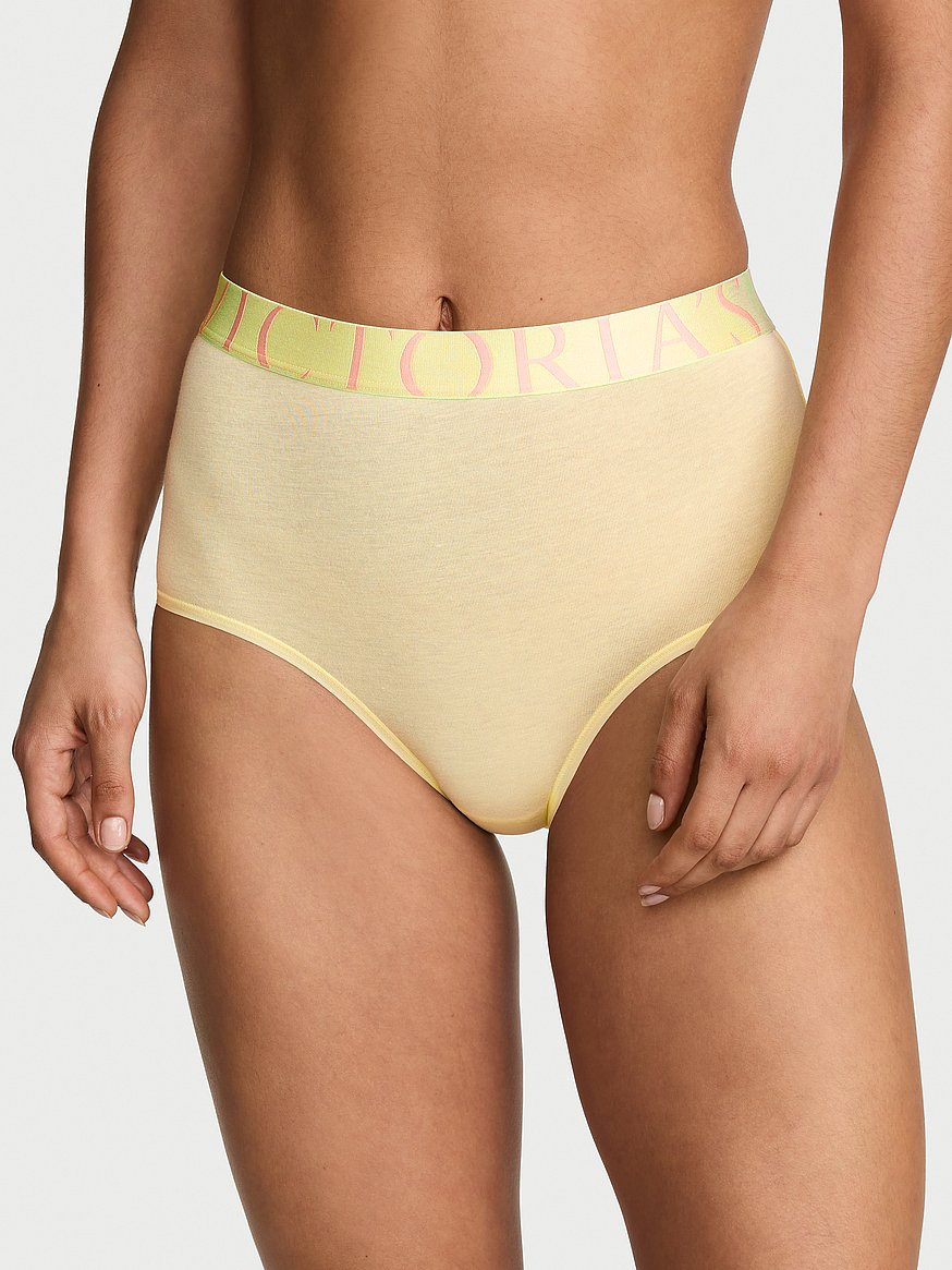 Panties de algodón de cintura alta estilo bikini y elástico con logo by Victoria's Secret
