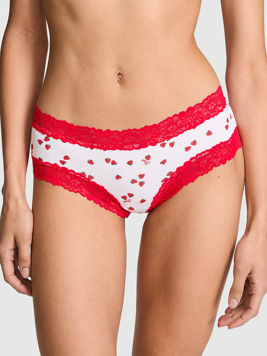 Cheeky de algodón con ribete de encaje Pink - Victoria's Secret