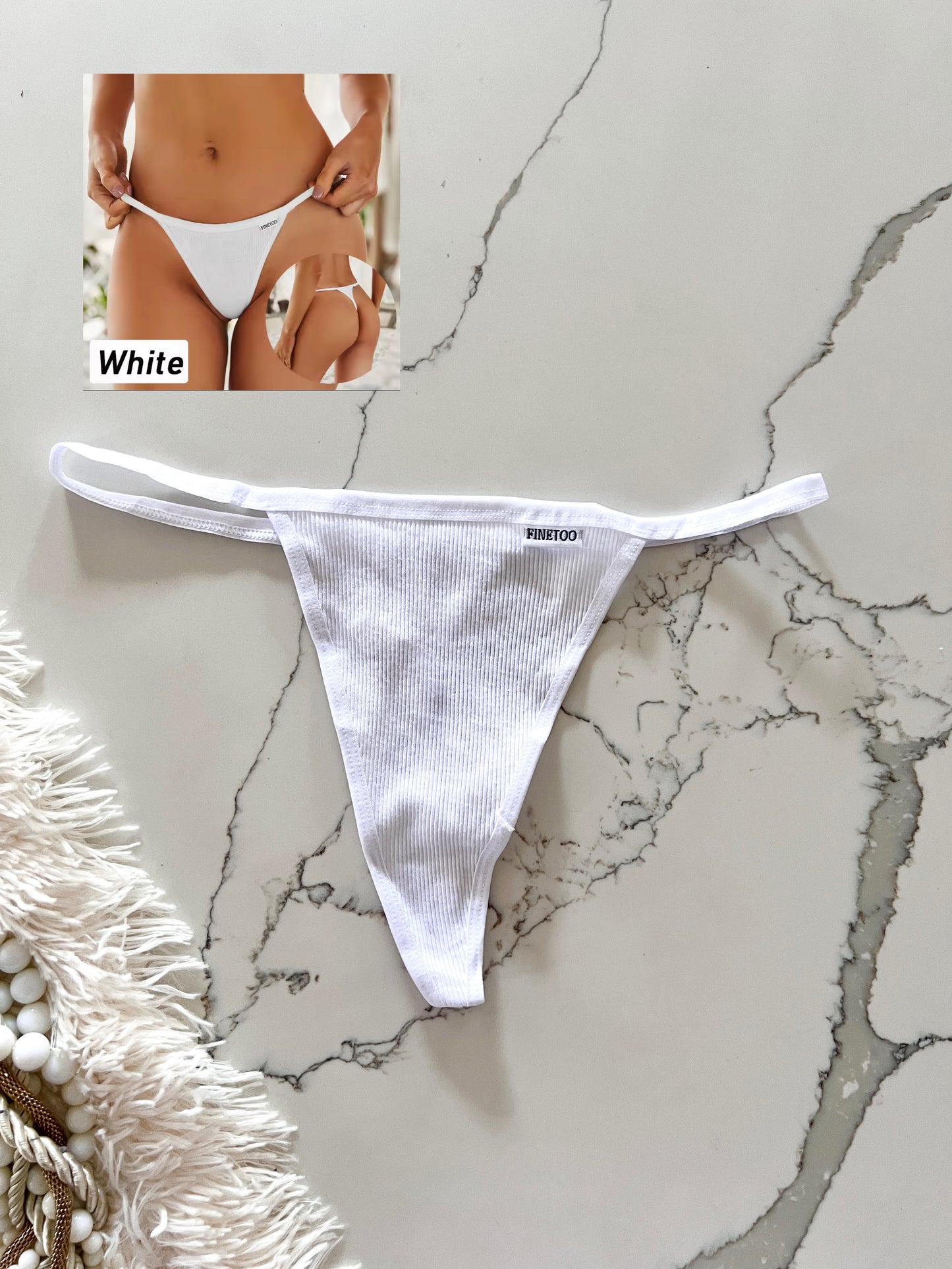 FINETOO Pack de 5 hilos de algodón elástico con espalda en T