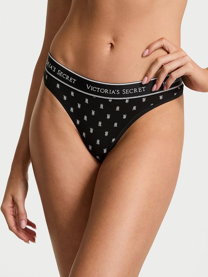Tangas de algodón clásica de cintura elástica con logo by Victoria's Secret