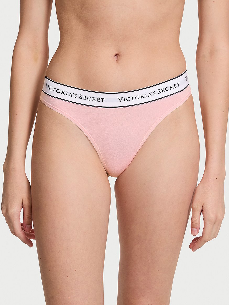 Tangas de algodón clásica de cintura elástica con logo by Victoria's Secret
