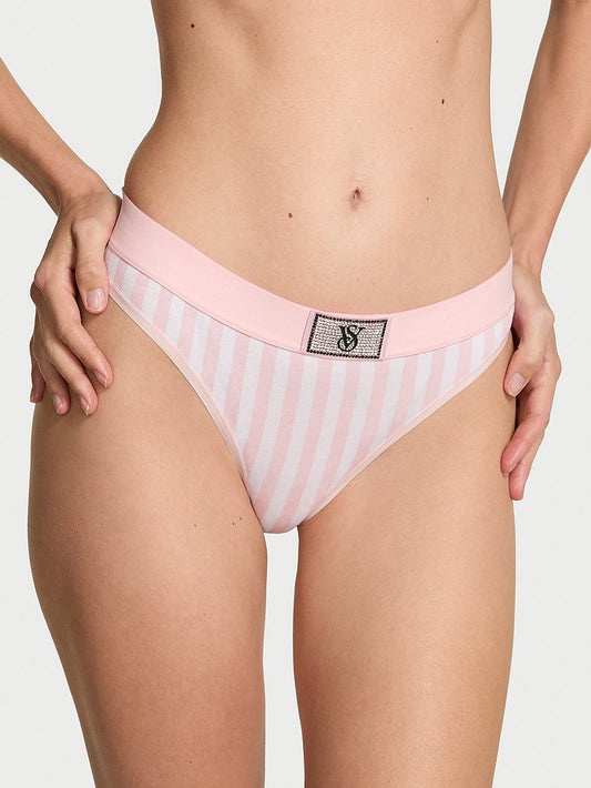 Tanga de algodón clásica de cintura elástica con parche brillante by Victoria's Secret
