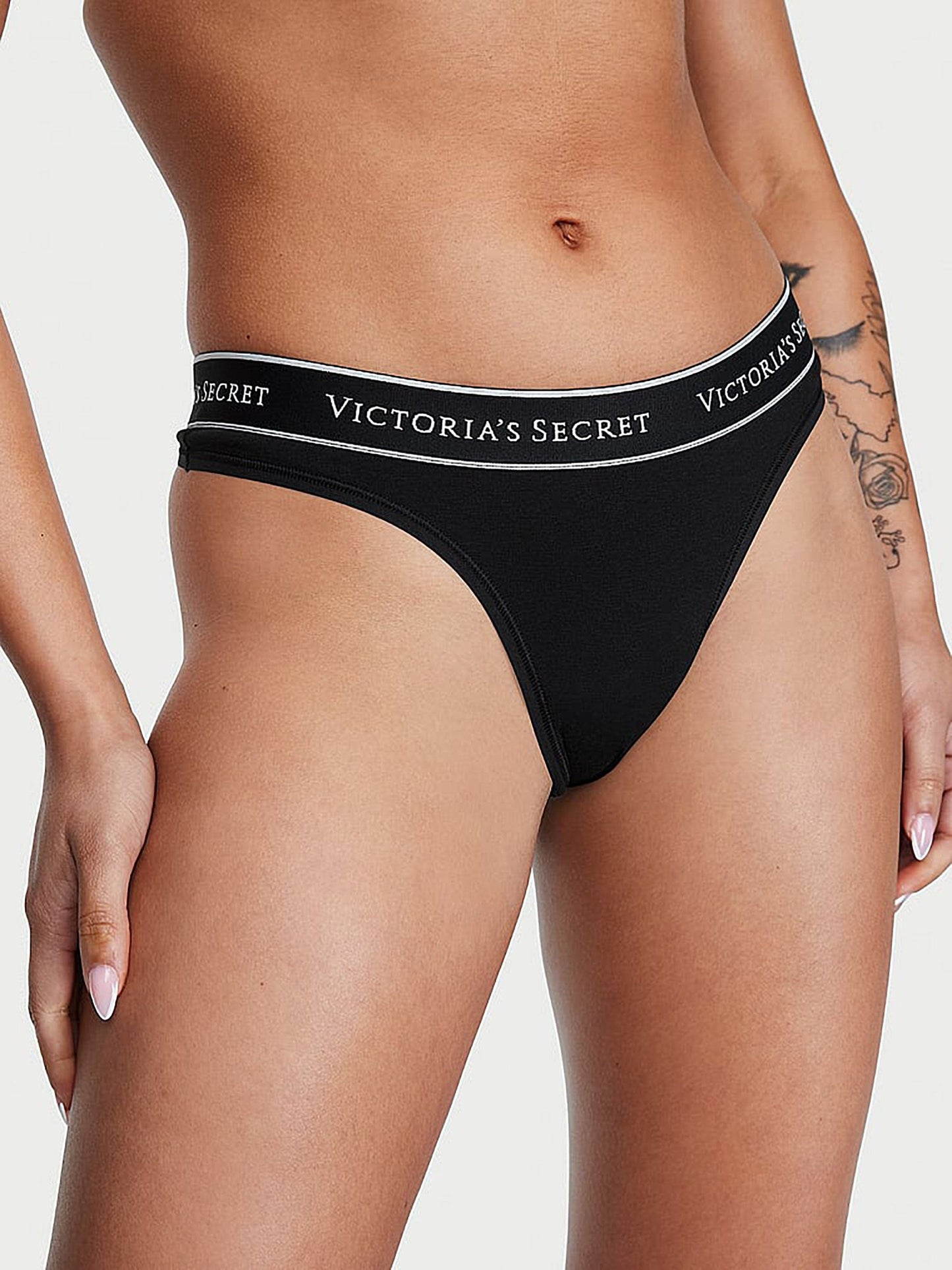 Tangas de algodón clásica de cintura elástica con logo by Victoria's Secret