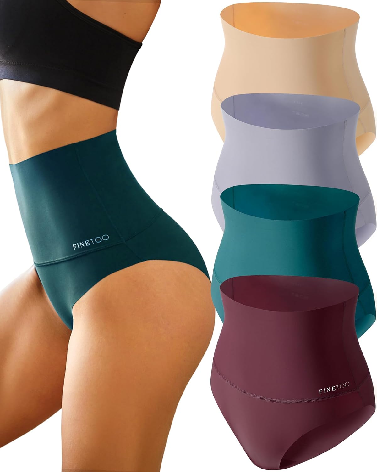 FINETOO Panty con control de abdomen, de cintura alta, de nailon, sin costuras