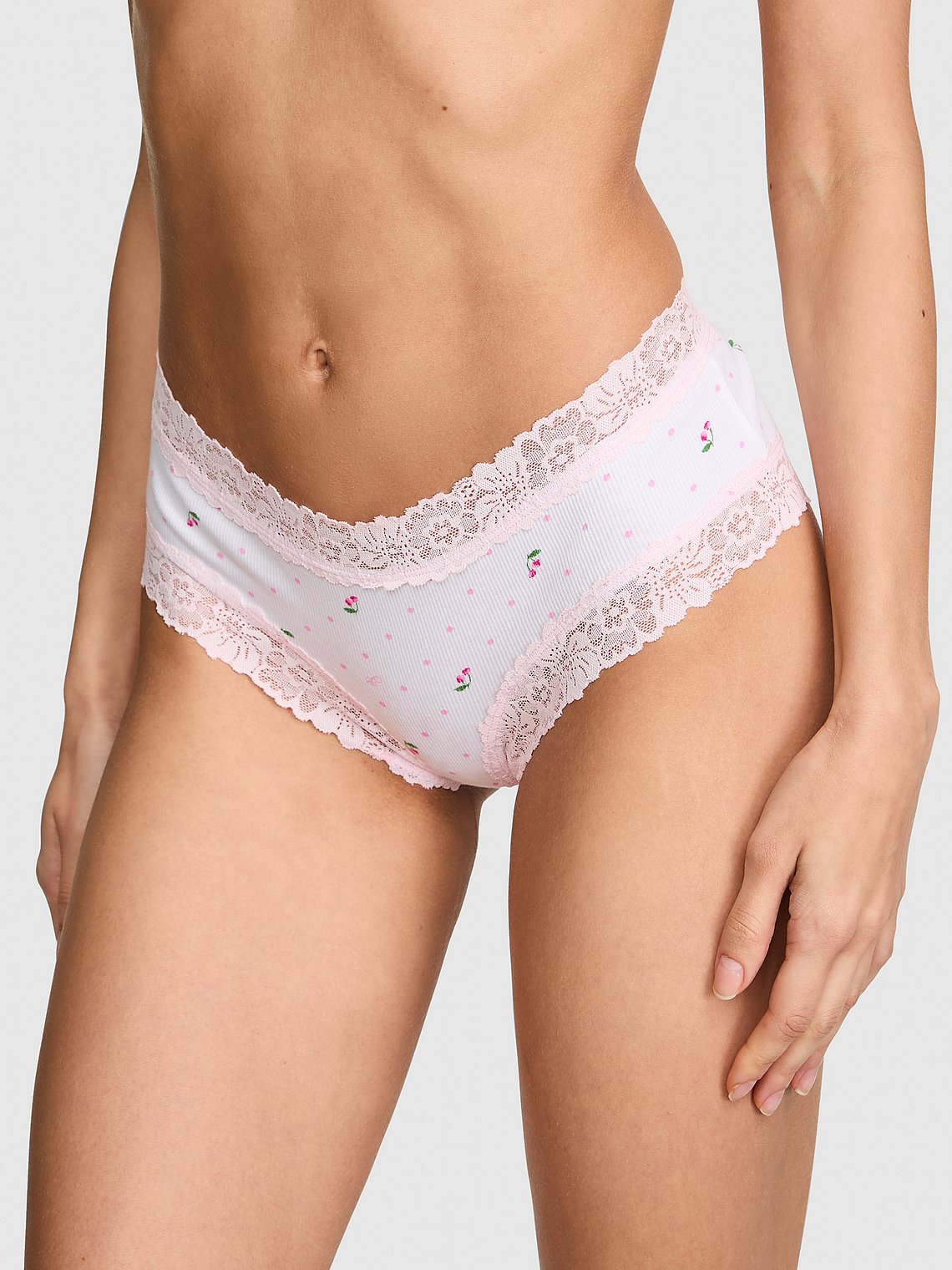 Cheeky de algodón con ribete de encaje Pink - Victoria's Secret