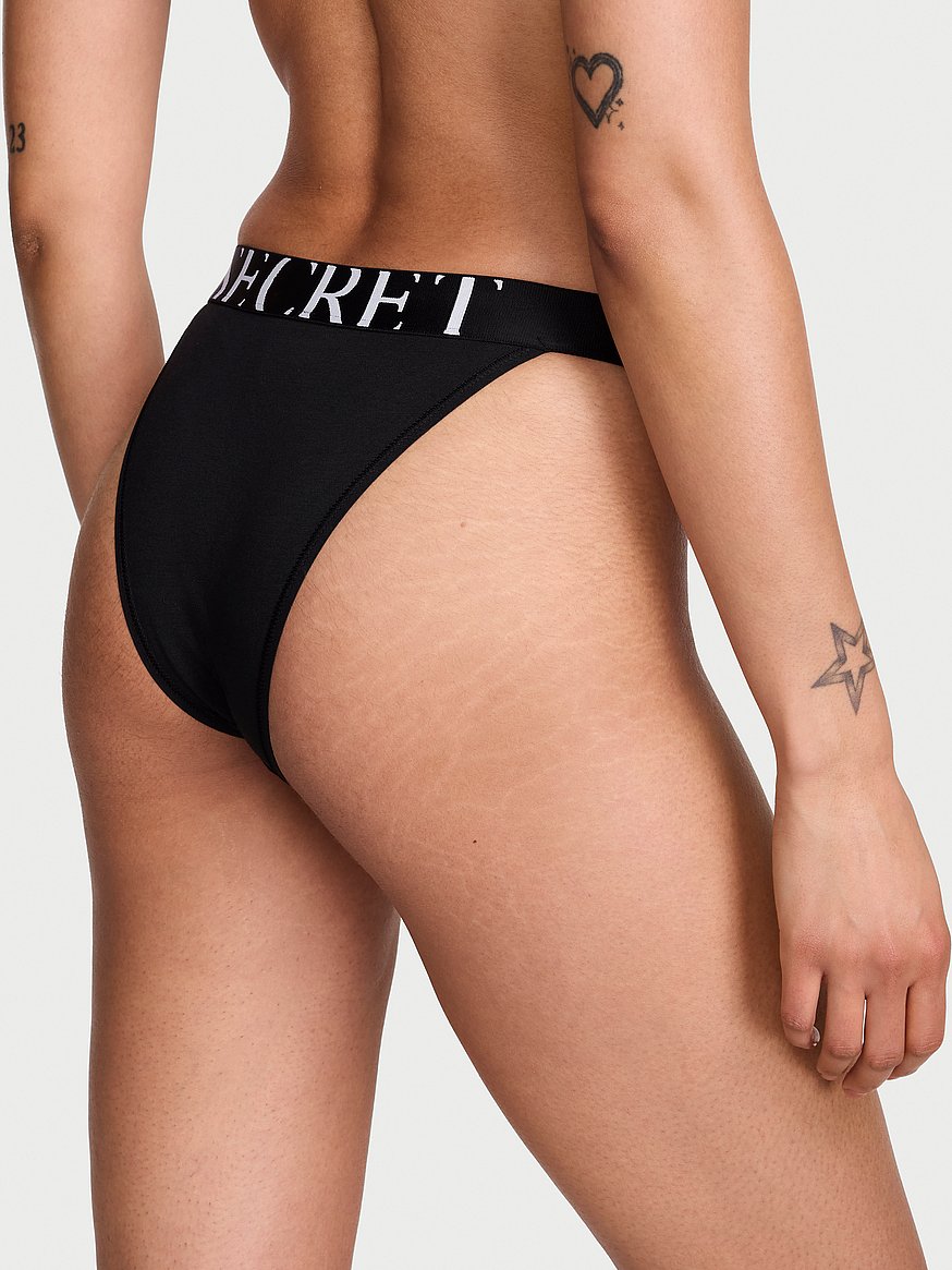 Panty de algodón tipo bikini con cintura elástica con logo by Victoria's Secret