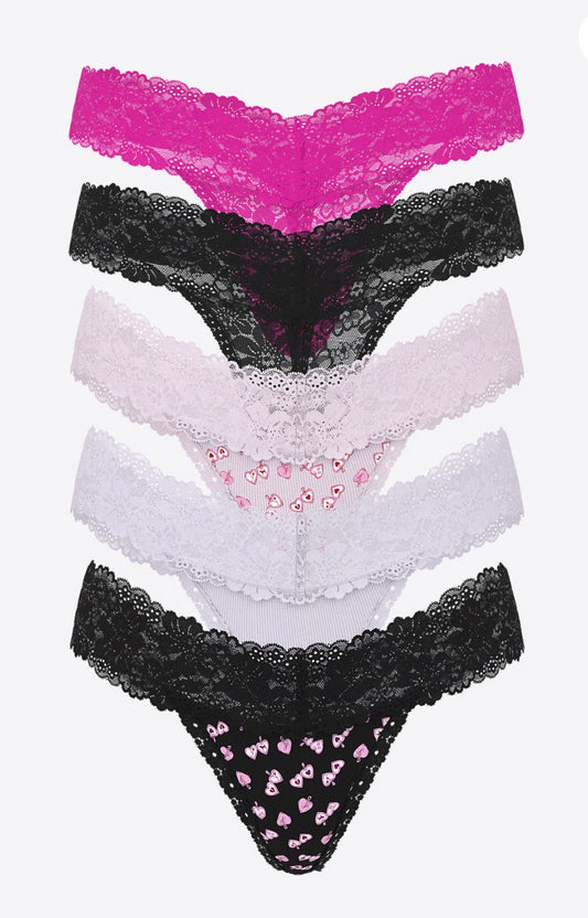 Tanga de algodón con cintura de encaje Pink- Victoria's Secret
