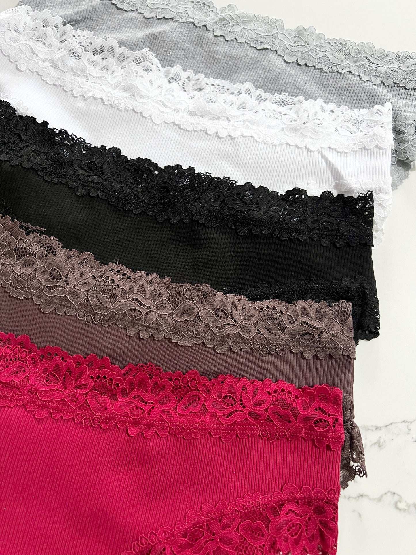 FINETOO Cacheteros de algodón con ribete de encaje