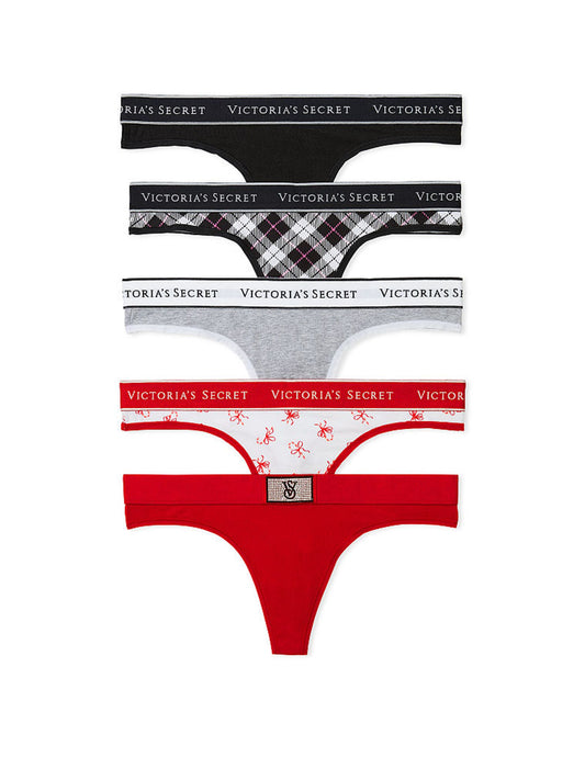 Tanga de algodón navideñas con Logo Victoria's Secret Talla L