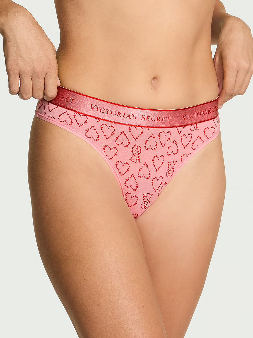 Tangas de algodón clásica de cintura elástica con logo by Victoria's Secret