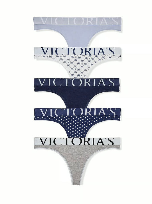 Tangas de algodón clásica de cintura elástica con logo by Victoria's Secret