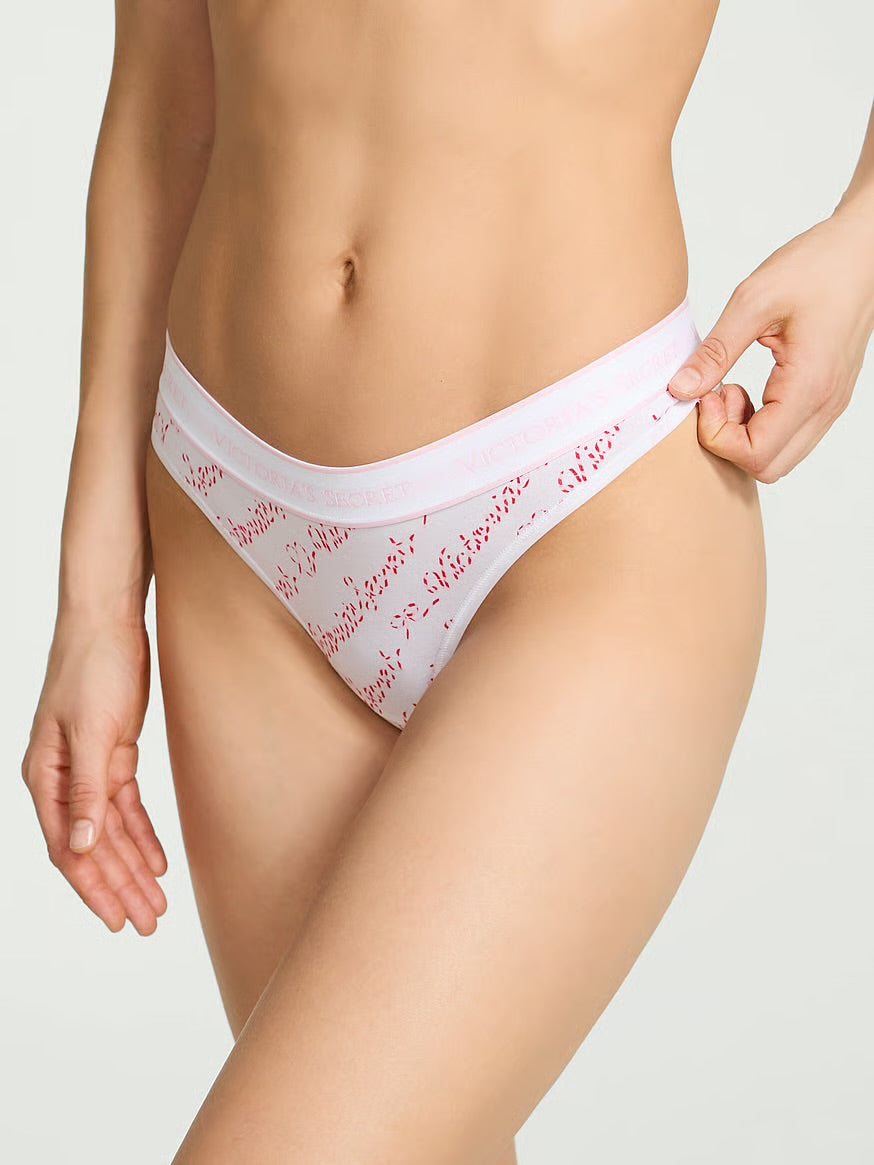 Tangas de algodón clásica de cintura elástica con logo by Victoria's Secret