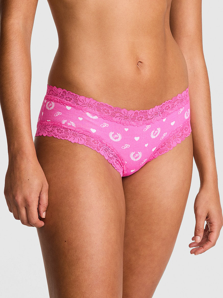 Cheeky de algodón con cintura de encaje, Pink - Victoria's Secret