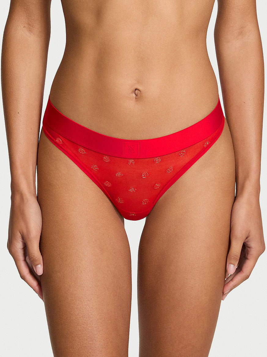 Tanga de algodón clásica de cintura elástica con parche brillante by Victoria's Secret