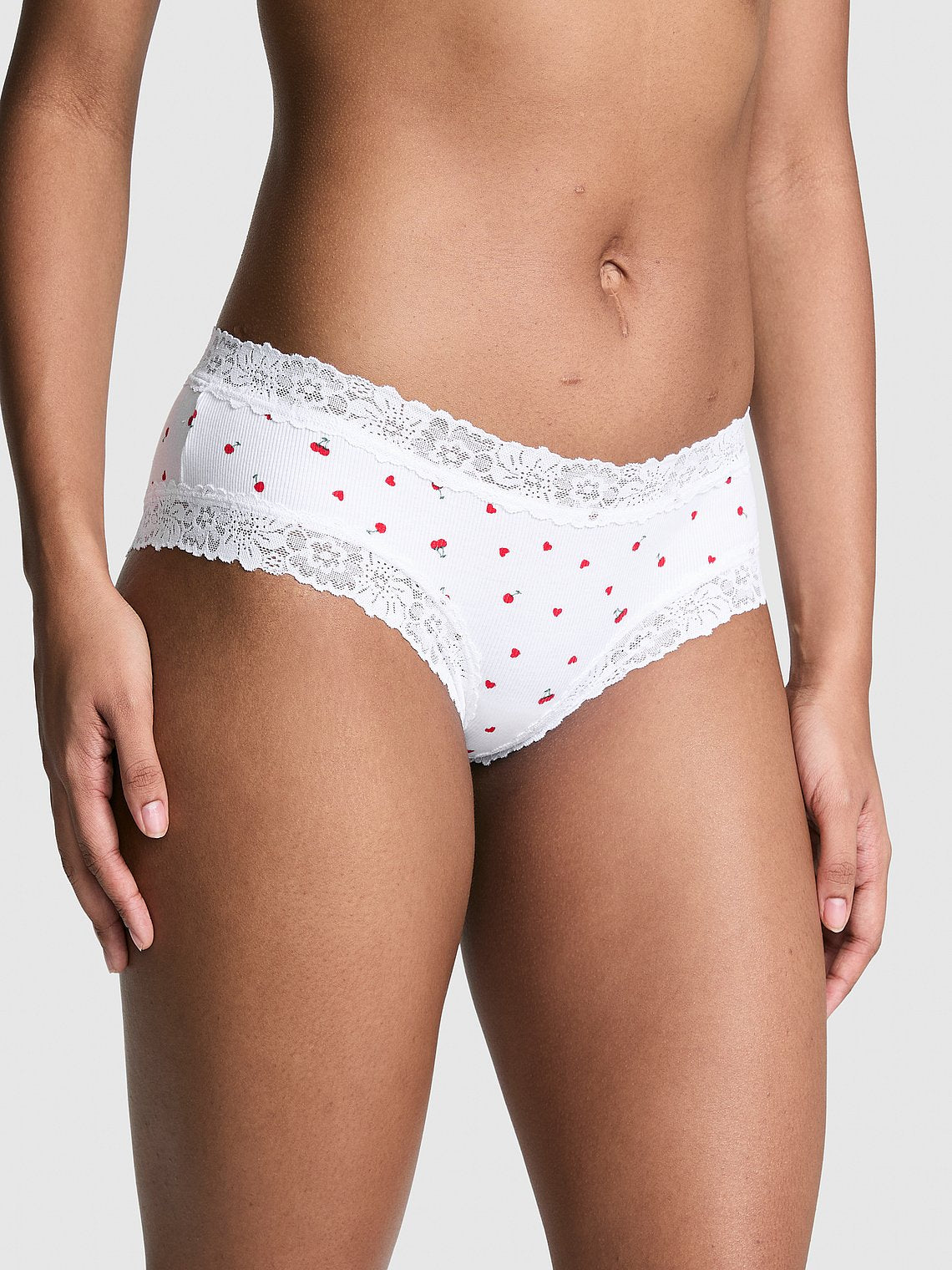 Cheeky de algodón con cintura de encaje, Pink - Victoria's Secret