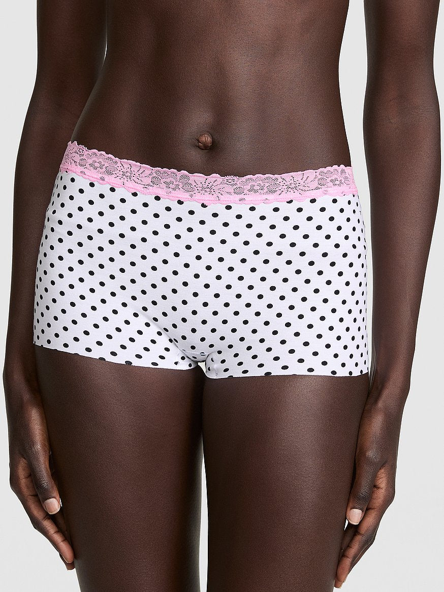 Boyshort de ALGODÓN sin costuras con ribete de encaje by Pink-Victoria's Secret