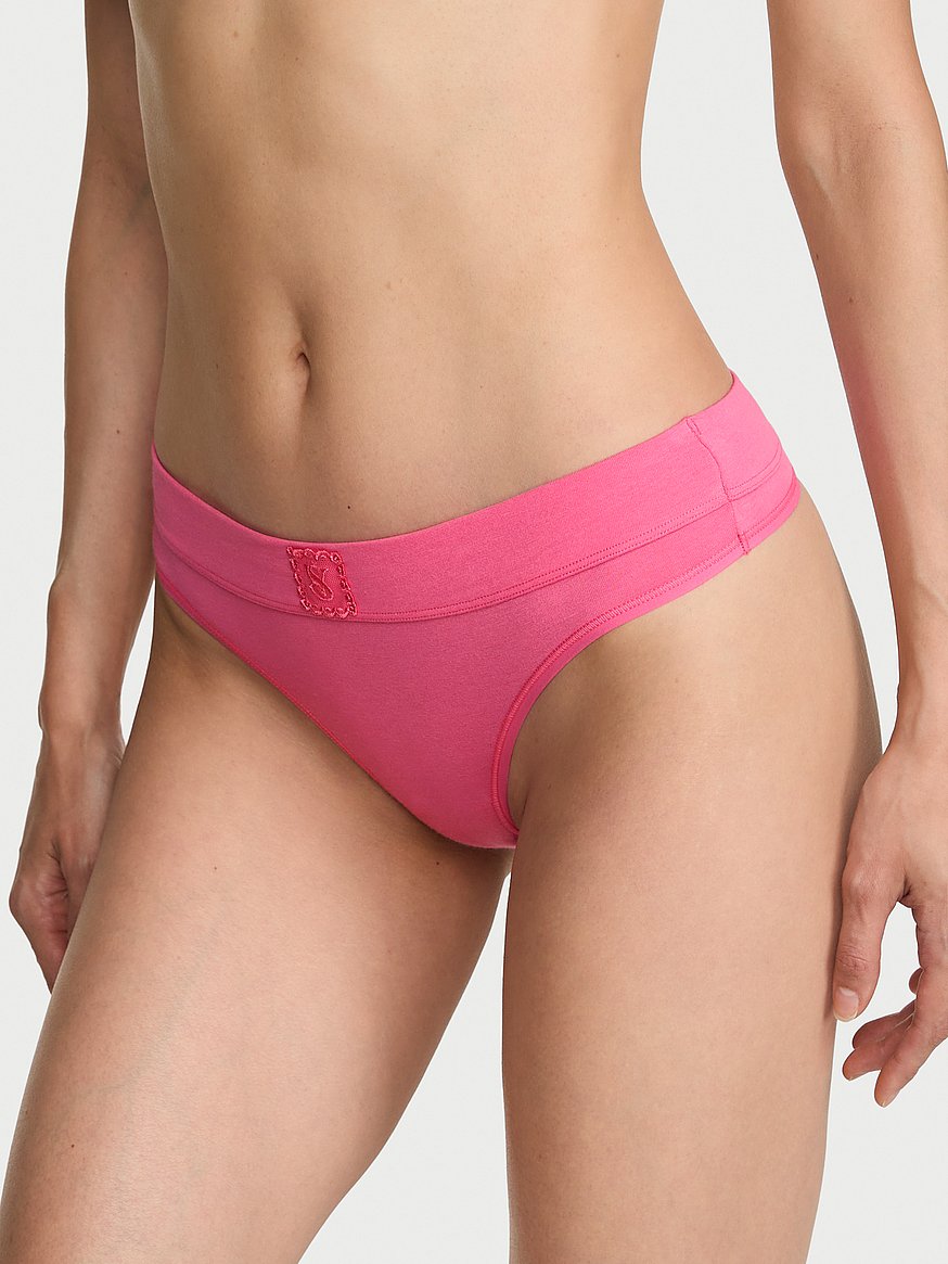 Tangas de algodón clásica de cintura elástica con logo by Victoria's Secret