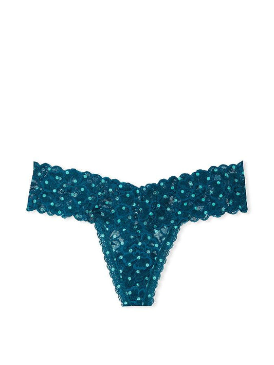Tanga con cordones Lacie color Azul aqua con puntos Victoria's Secret