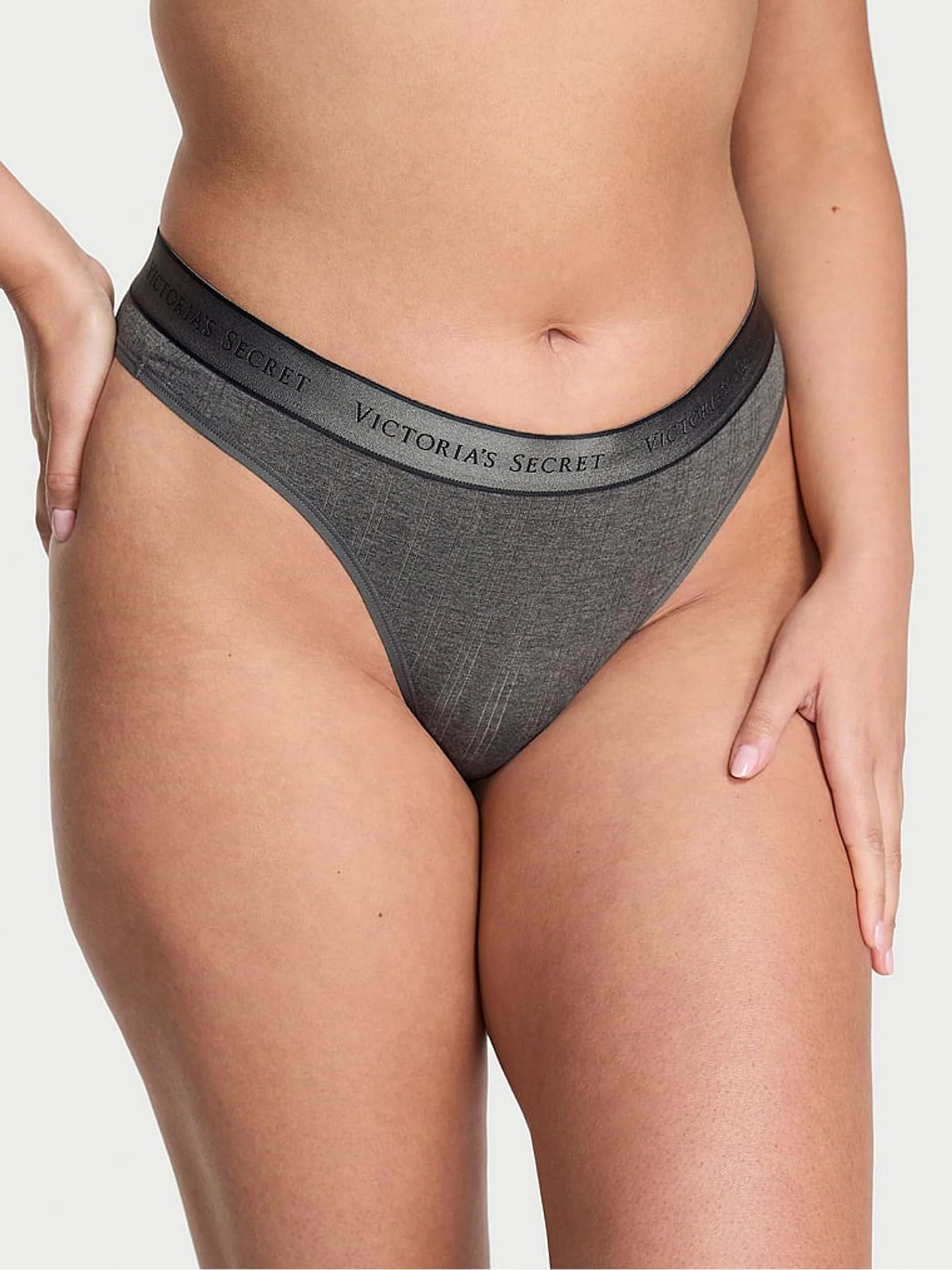 Tanga de algodón clásica de cintura elástica con parche brillante by Victoria's Secret