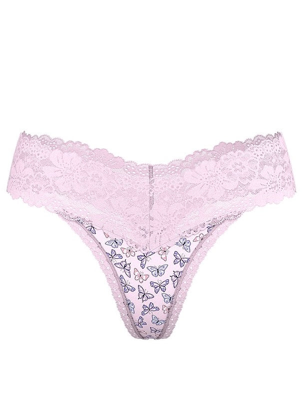 Tanga de algodón con cintura de encaje Victoria's Secret