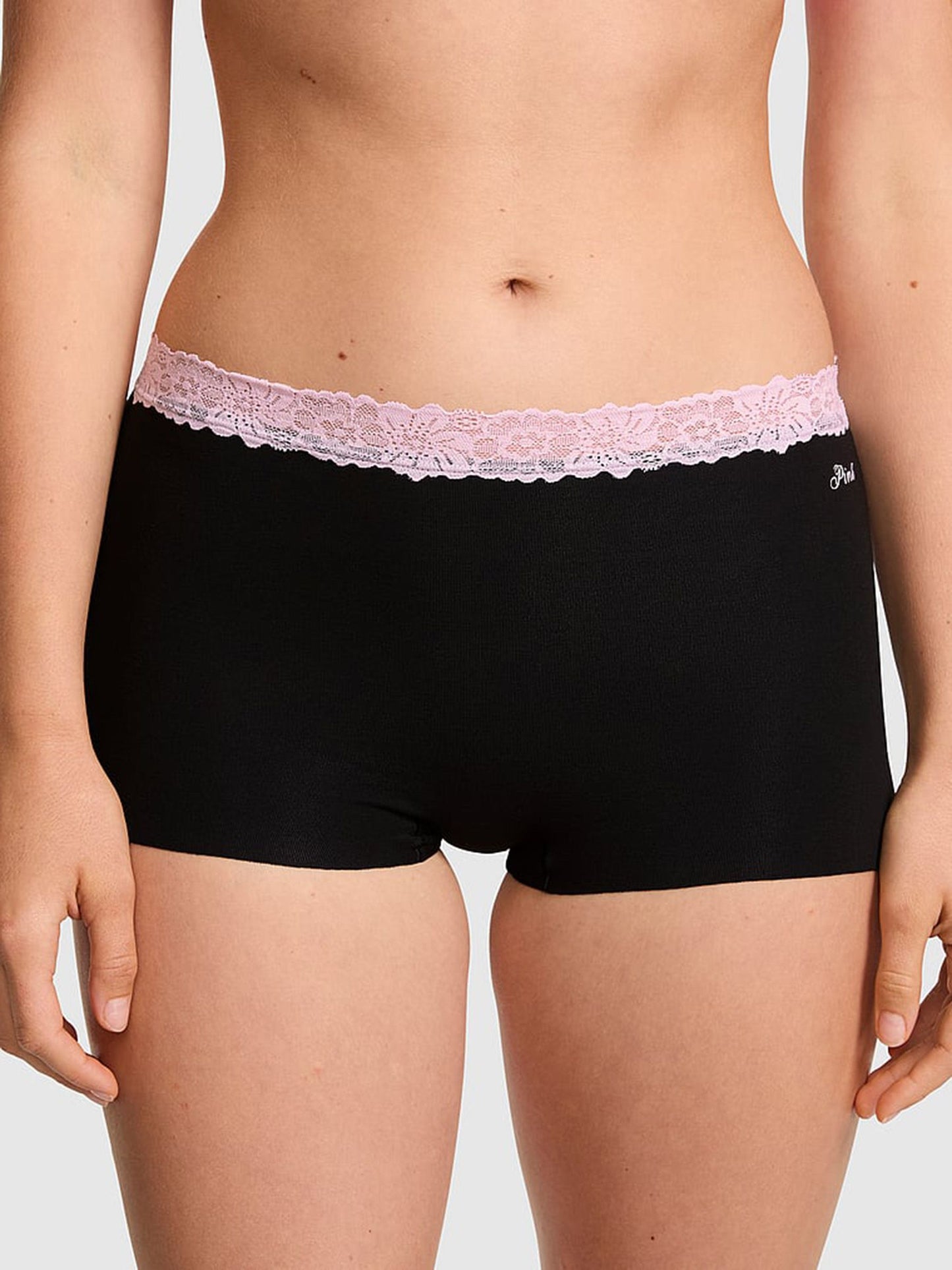 Boyshort de ALGODÓN sin costuras con ribete de encaje by Pink-Victoria's Secret