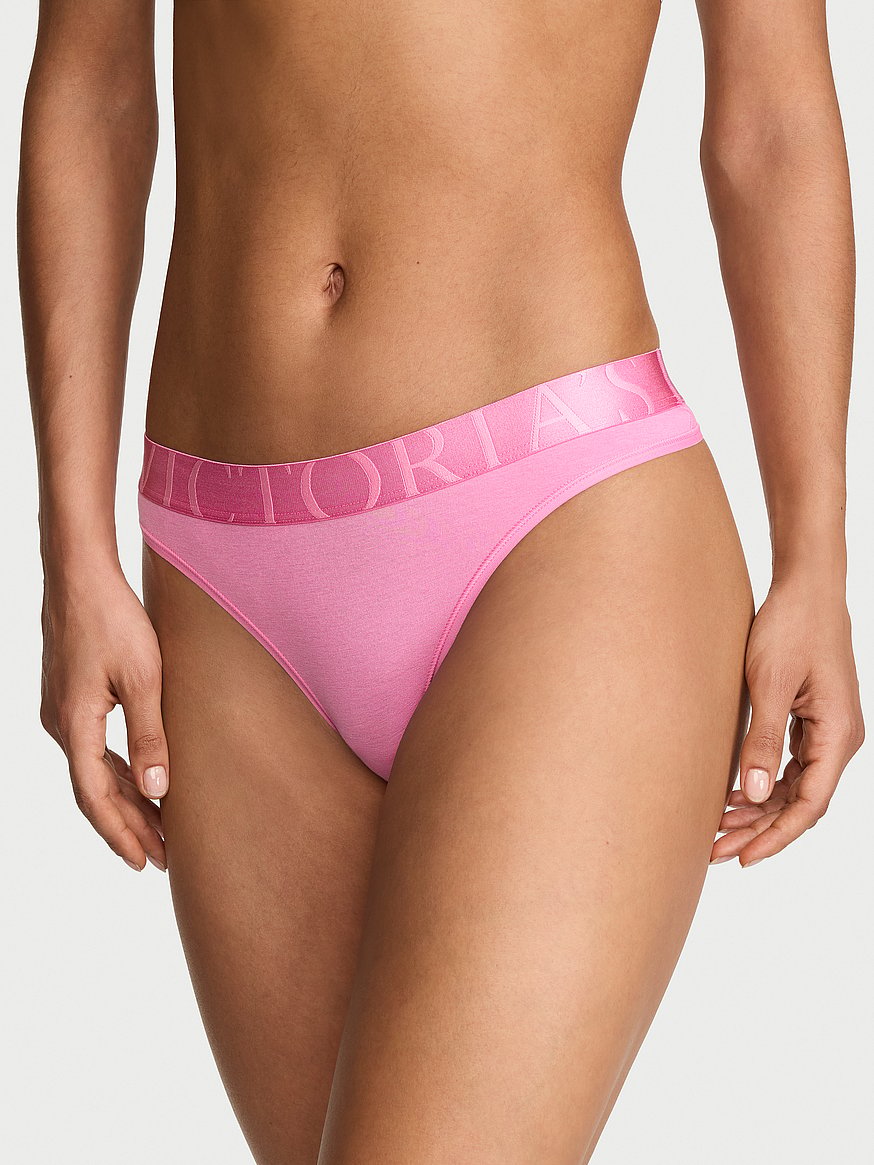 Tangas de algodón clásica de cintura elástica con logo by Victoria's Secret