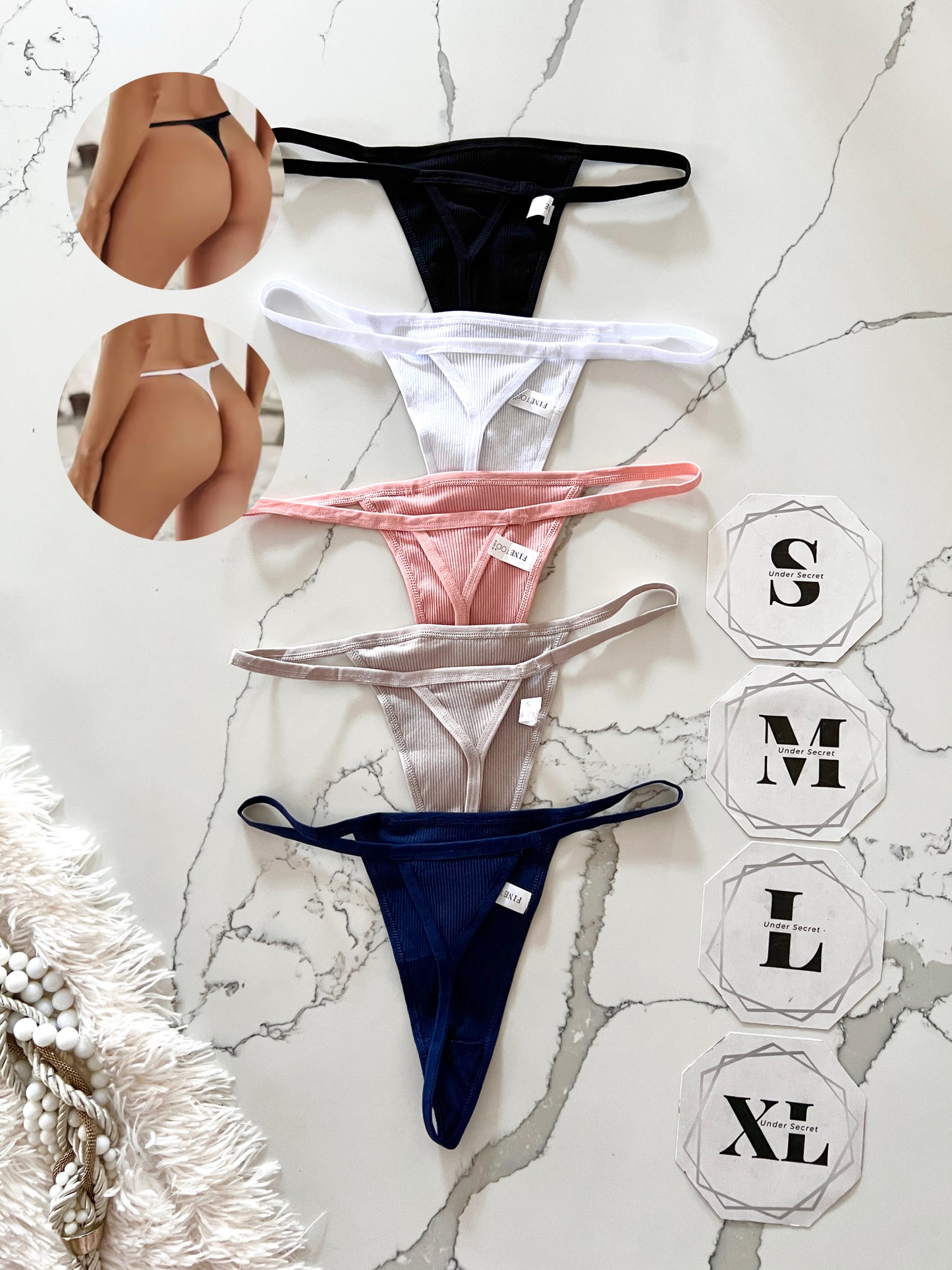 FINETOO Pack de 5 hilos de algodón elástico con espalda en T