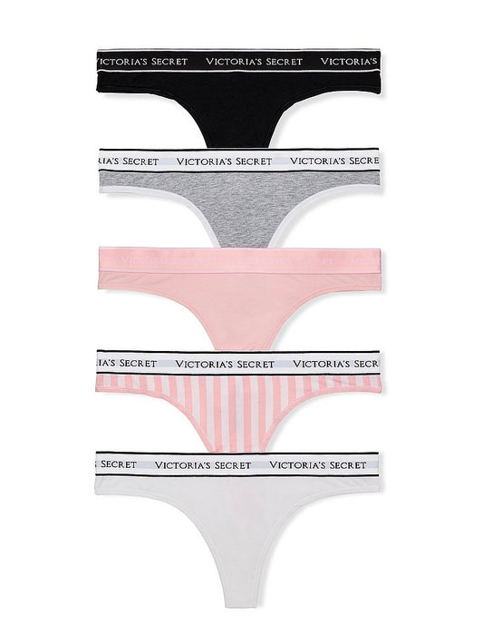 Tanga de algodón clásica de cintura elástica con logo by Victoria's Secret