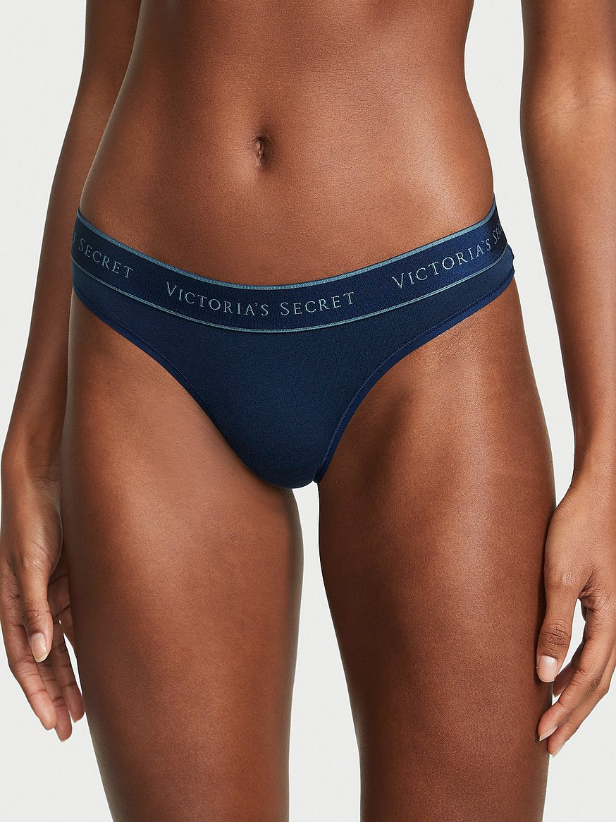 Tangas de algodón clásica de cintura elástica con logo by Victoria's Secret