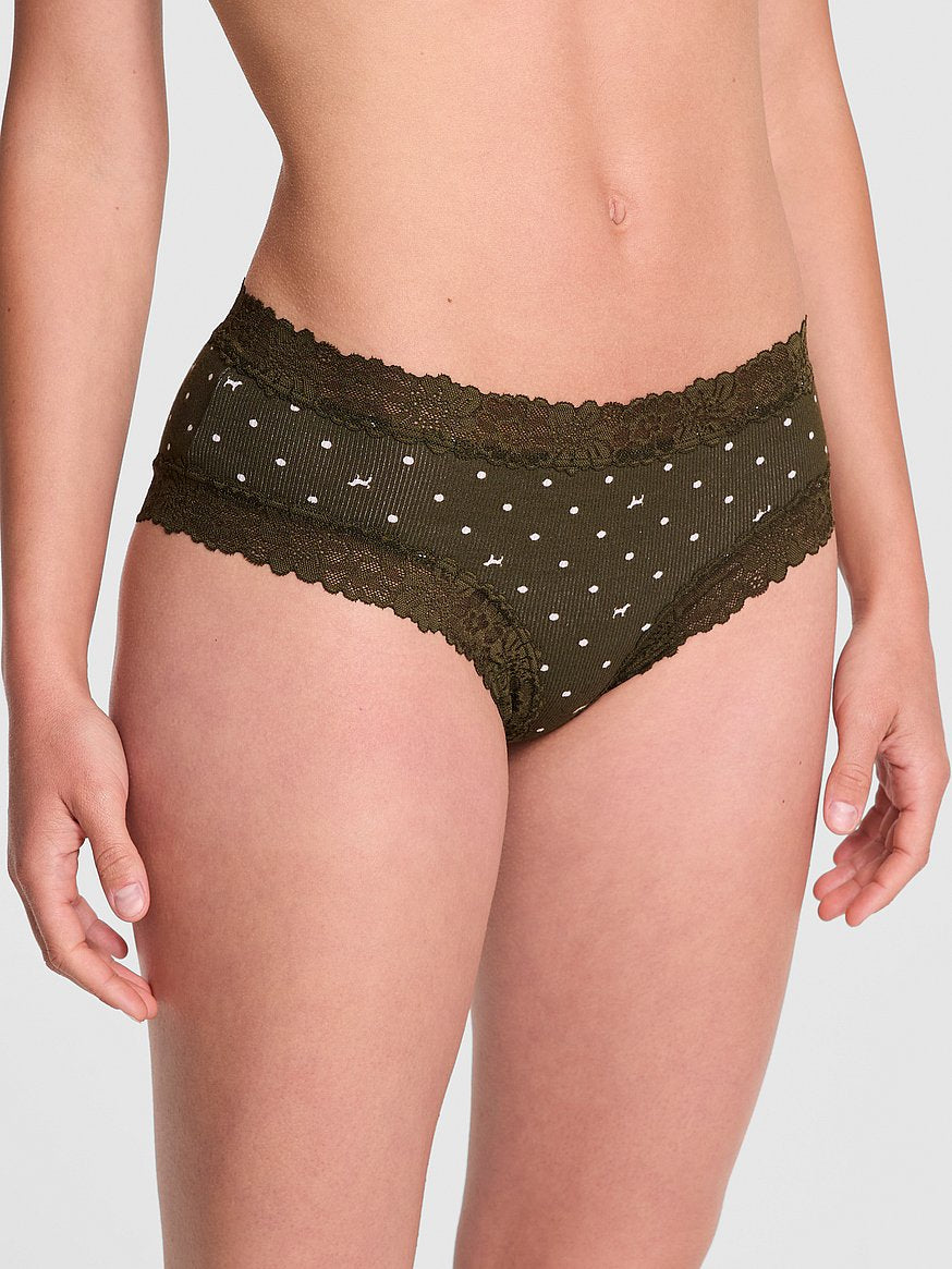 Cheeky de algodón con cintura de encaje, Pink - Victoria's Secret