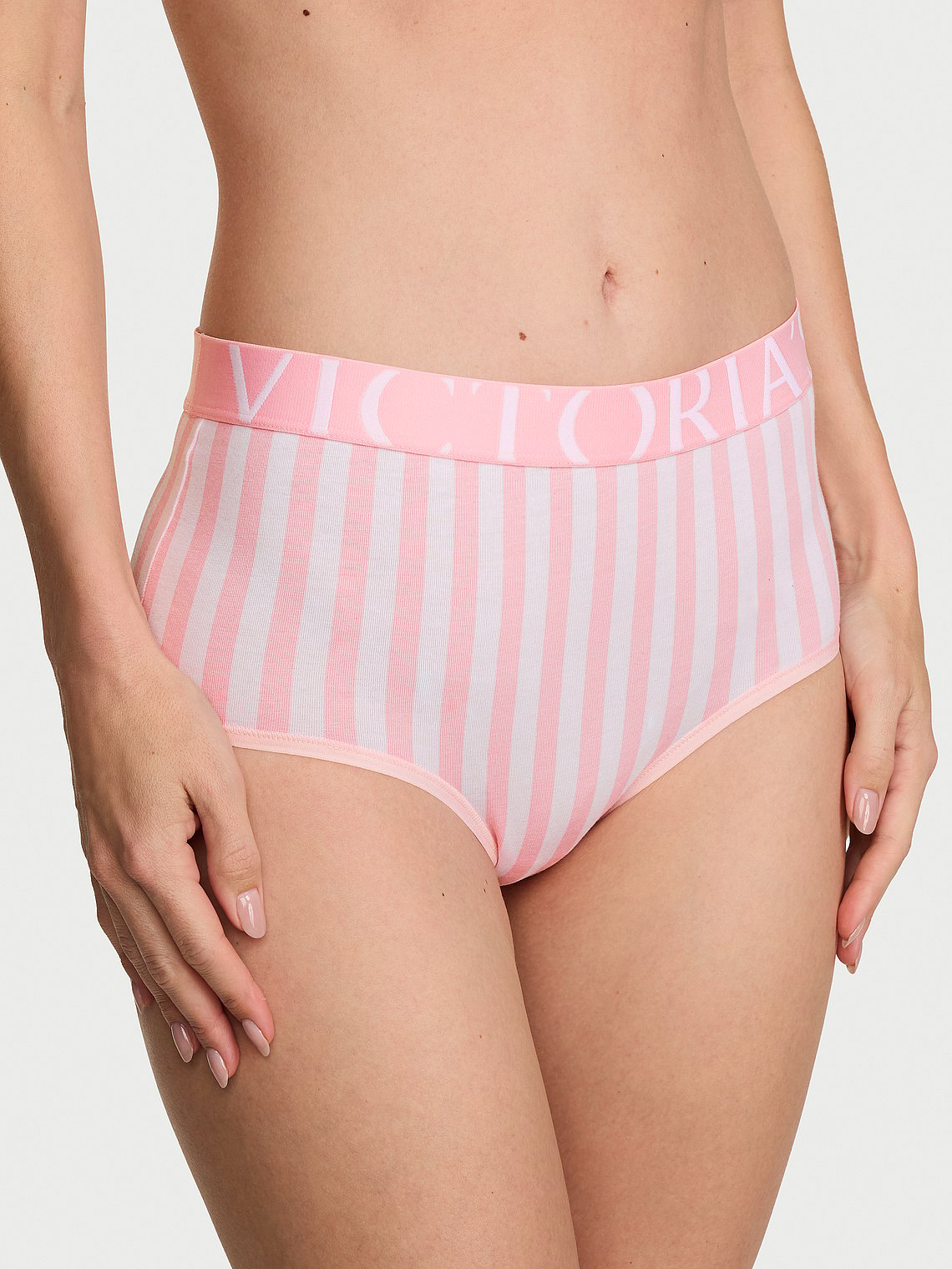 Panties de algodón de cintura alta estilo bikini y elástico con logo by Victoria's Secret