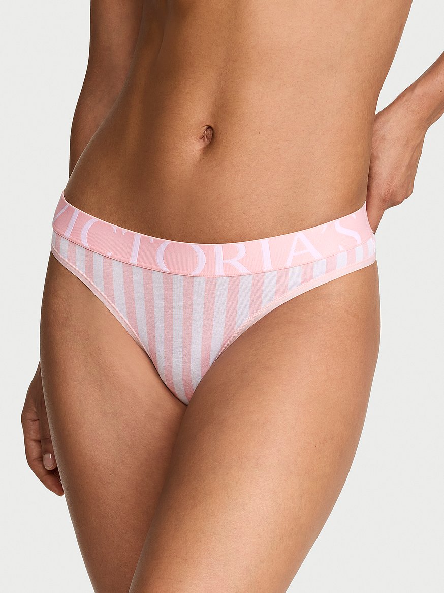 Tangas de algodón clásica de cintura elástica con logo by Victoria's Secret